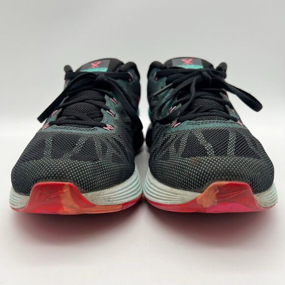Nike Lunarglide 6 Women’s 8.5 Black Green Pink Running Shoe 654434-002 - Picture 7 of 14